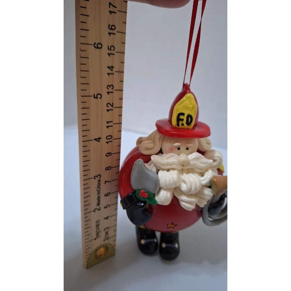 Firefighter Christmas Ornament‎ Roly Poly Fireman Santa with Dangly Legs 6